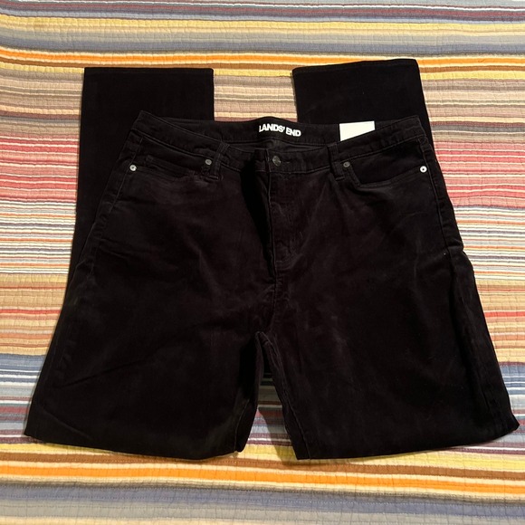 Lands End Black Mid Rise Straight Leg Corduroy Pants Women's Size 18 NWT - Picture 3 of 9
